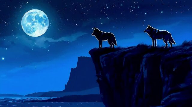 wolves  howling at  the moon