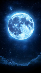 Fototapeta premium Full Moon Night Sky Illustration