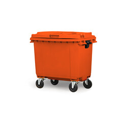 High-Quality Orange Color Industrial Dumpster on Wheels for Efficient Waste Management and Disposal in Commercial and Industrial Settings