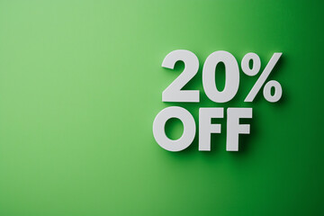 20% OFF white text on a colorful background