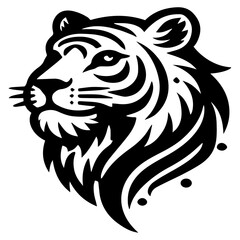Black and white vector tiger head logo on a white background.