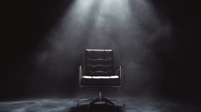 Mastermind Seat: A Single Engineered Chair Under a Moody Black Beam with Chrome Accents