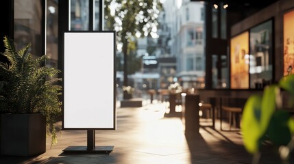 Vertical Billboard Mockup: Stylish LCD Screen for Indoor Offices and Eateries, Perfect for Media Display and Menu Signage