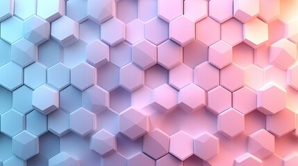 Abstract Hexagonal Pattern: A 3D Render of Geometric Shapes in Pastel Hues