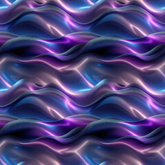 Obraz premium Seamless abstract pattern with luminous waves in purple and blue tones creating a futuristic and glossy texture.