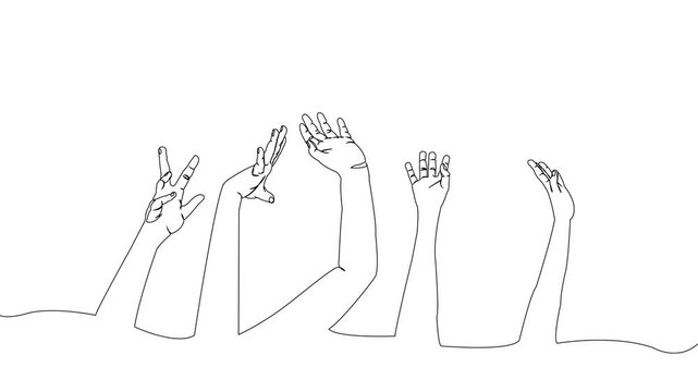 Continuous line hand of audience