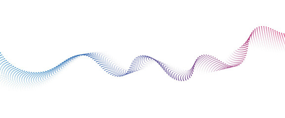 Flowing Dot Wave halftone gradient pattern on transparent background	