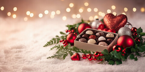 Festive Chocolate Truffles Christmas Gift Box with Ornaments