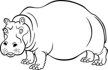 hippopotamus line vector illustration isolated on white background