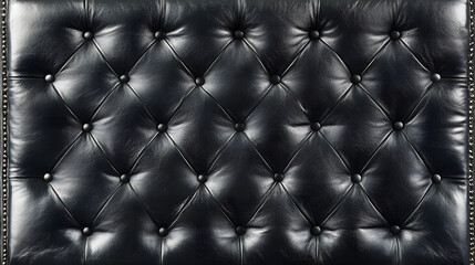 Fototapeta premium Classic Black Leather Button-Tufted Texture for Luxury Backgrounds 