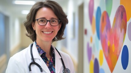 Smiling Female Doctor in Bright, Cheerful, Friendly Modern Children's Hospital. Pediatrician in Healthcare Clinic Setting Background. 