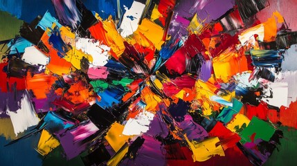 Abstract Colorful Impasto Oil Painting Vivid Colors