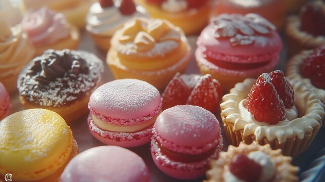 A colorful assortment of delicious pastries and desserts.