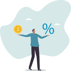 Lending, mortgage or loan interest rate, financial credit, economy growth or income tax calculation, debt or financial credit,business concept.flat character.