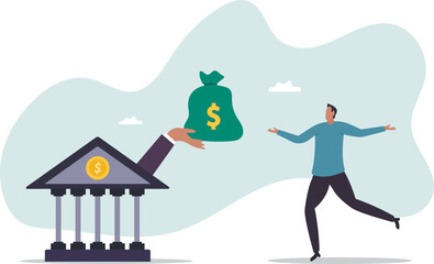 Business loan or bank offer money agreement, personal loan or entrepreneur and small business lending, debt or bank approval allowance .business concept.flat character.