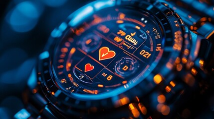 Smartwatch Display Shows Heart Rate And Steps