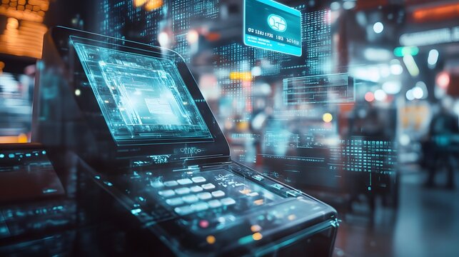 Futuristic Payment Terminal Technology Digital Interface