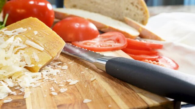 Cooking a delicious Margherita grilled cheese sandwiches for lunch.  A twist on the regular grilled cheese we have added mozzarella cheese, fresh tomatoes, basil, garlic and sourdough bread.