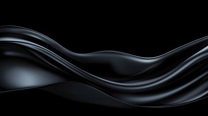 Obraz premium Abstract Black Waves Flowing Smoothly Dark Background