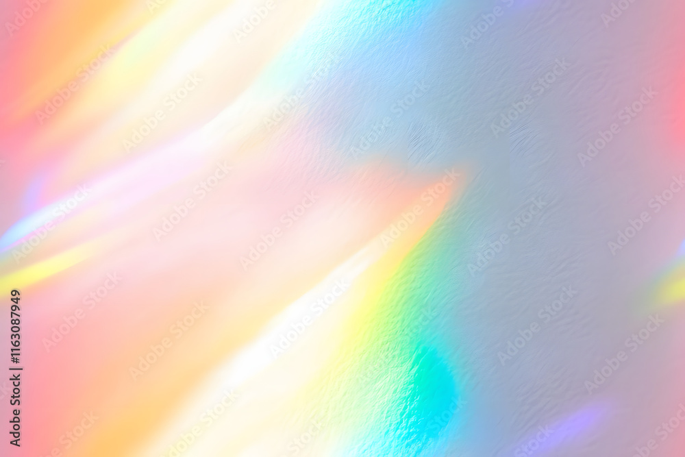 Wall mural blurred rainbow light refraction texture overlay effect for photo and mockups. organic drop diagonal