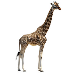 Fototapeta premium Giraffe standing on transparent background.