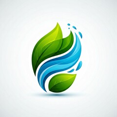 Naklejka premium example of a cool leaf and water logo design