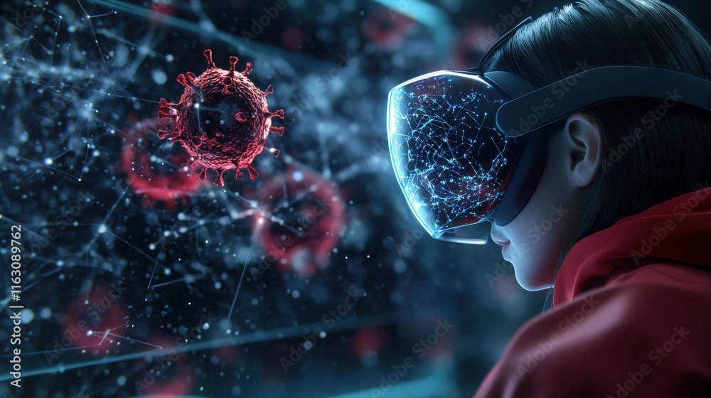 Poster Virtual Reality Exploration of Virus Structures in a Digital Environment with Futuristic Elements and Immersive Technology for Health and Science Education