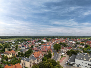 Obraz premium Summer cityscape of Wieleń, Wielkopolska, Poland. Wide panorama