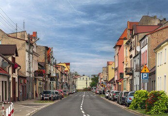 Obraz premium Summer cityscape of Wieleń, Wielkopolska, Poland. Wide panorama