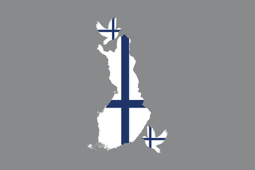 Map of Finland with the national flag of Finland, Finland flag vector graphic, Finland country flag is a symbol of freedom, National Finland flag, vector illustration
