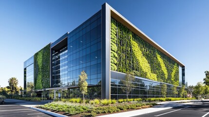 Obraz premium Modern Green Office Building, Eco-Friendly Architecture
