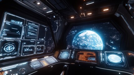 VR-style dashboard with real-time global data visualizations, holograms floating in a dark space, 