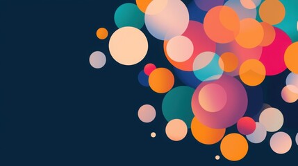 A vibrant abstract design featuring colorful circles on a dark background, creating a playful and modern visual effect.
