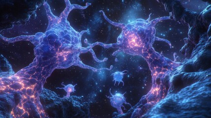 Glowing Neural Network Cosmic Landscape Art