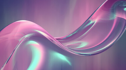 Fototapeta premium A mesmerizing wave of translucent pink and teal fluid, creating an ethereal and dreamy atmosphere with soft lighting and smooth curves.