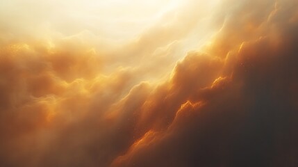 Fototapeta premium Golden Cloudscape An ethereal sunset scene with glowing particles