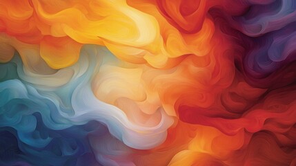 Obraz premium A vibrant abstract painting featuring swirling colors of orange, blue, and yellow, creating a sense of movement and depth.