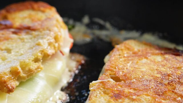 Cooking a delicious Margherita grilled cheese sandwiches for lunch.  A twist on the regular grilled cheese we have added mozzarella cheese, fresh tomatoes, basil, garlic and sourdough bread.