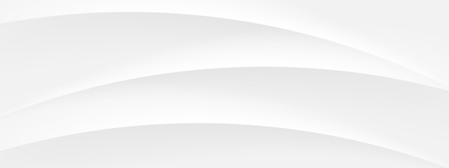 3D white geometric abstract background overlap layer on bright space with waves decoration. Minimalist modern graphic design element cutout style concept for banner.