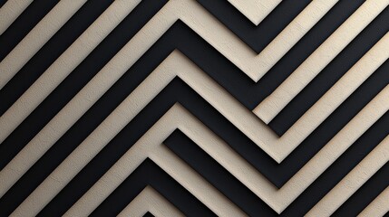 Obraz premium Thin Diagonal Stripes in Black and Beige Pattern