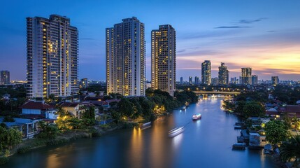 A dynamic cityscape at night showcasing smart electronics and IoT integration in daily life,