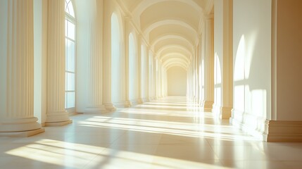 Obraz premium Elegant architectural corridor bright interior photography serenity