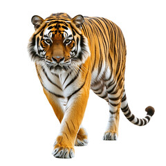 Obraz premium Tiger is walking on transparent background.