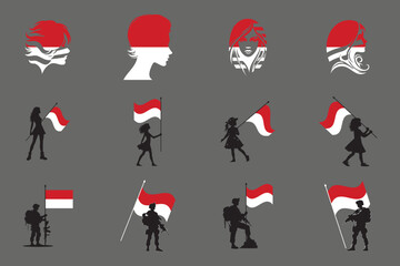 Fototapeta premium Flag of Indonesia Set, Original and simple Indonesia flag Bundle, vector illustration of Indonesia flag Collection 