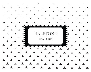 This is a halftone design featuring a triangle pattern shapes arranged in a gradient effect. The shapes are densely packed at the bottom of the design, gradually becoming more sparse and smaller