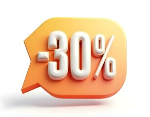 -30% sales label 3D render icon isolated on transparent background cutout ia 