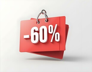 -60% sales label 3D render icon isolated on transparent background cutout ia