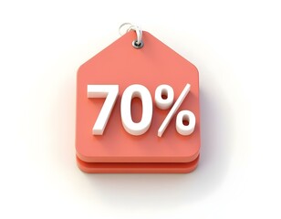 -70% sales label 3D render icon isolated on transparent background cutout ia