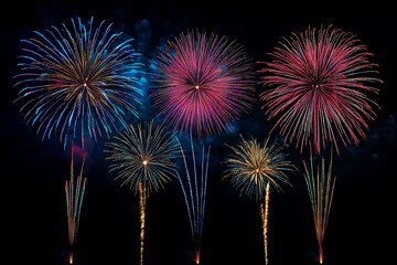 Colorful Fireworks Display Illuminating Night Sky