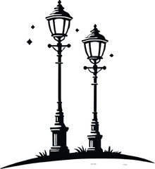 Classic Lamp Post Vector Silhouette Design